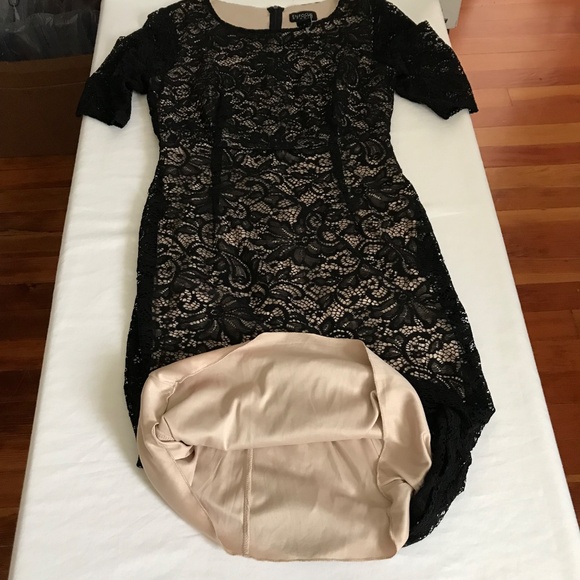 EN FOCUS STUDIO Lace Overlay Midi Dress Black Women’s Size 8 - Picture 14 of 16